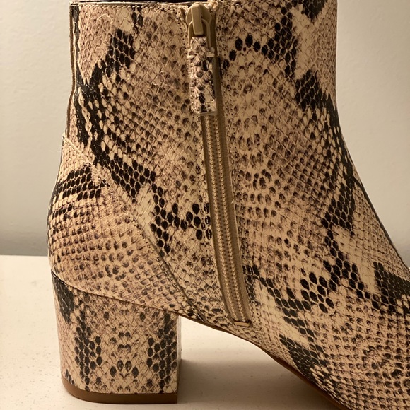 Size 9 Cole Haan sightly textured snake skin booties with gold accents. - Picture 4 of 6